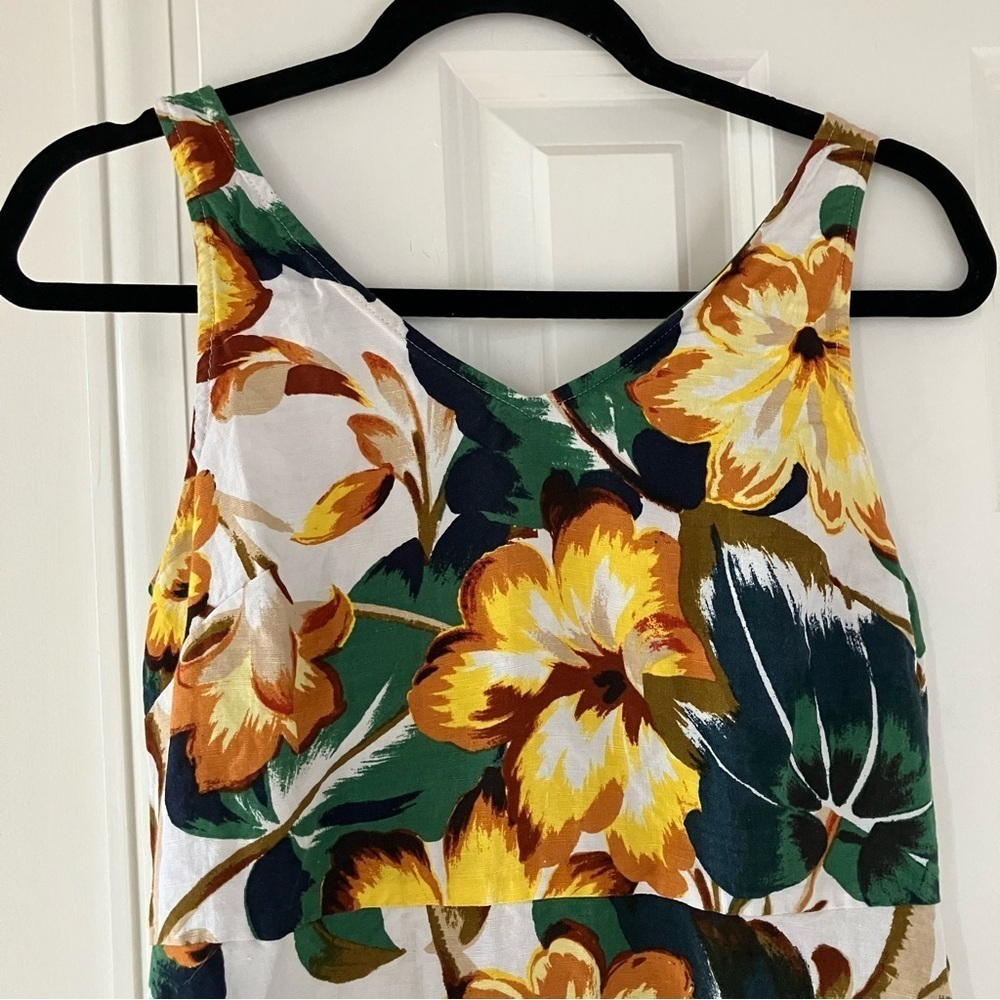 Ann Taylor Factory Floral Sleeveless Midi Linen Dress (6) - Picture 4 of 7